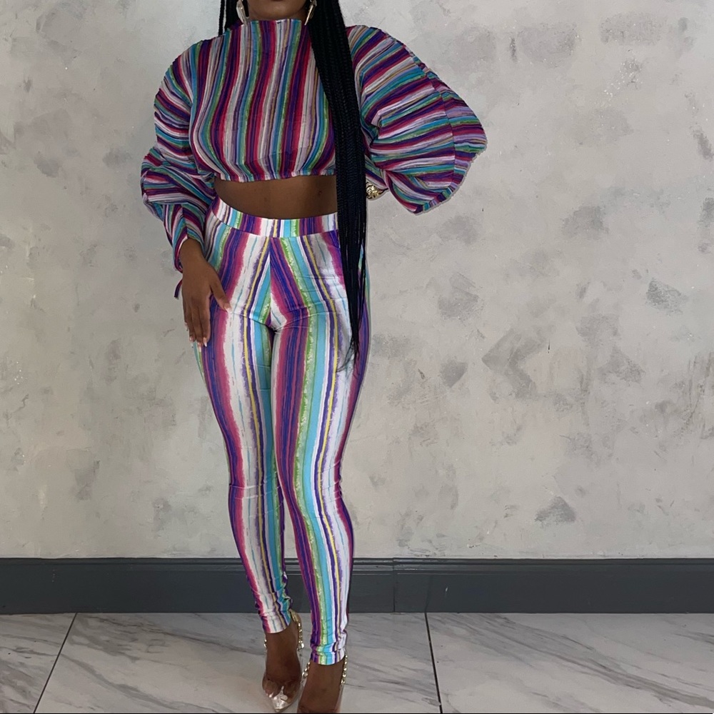 Purple Multi Color Two Piece Set - Picture 2 of 2